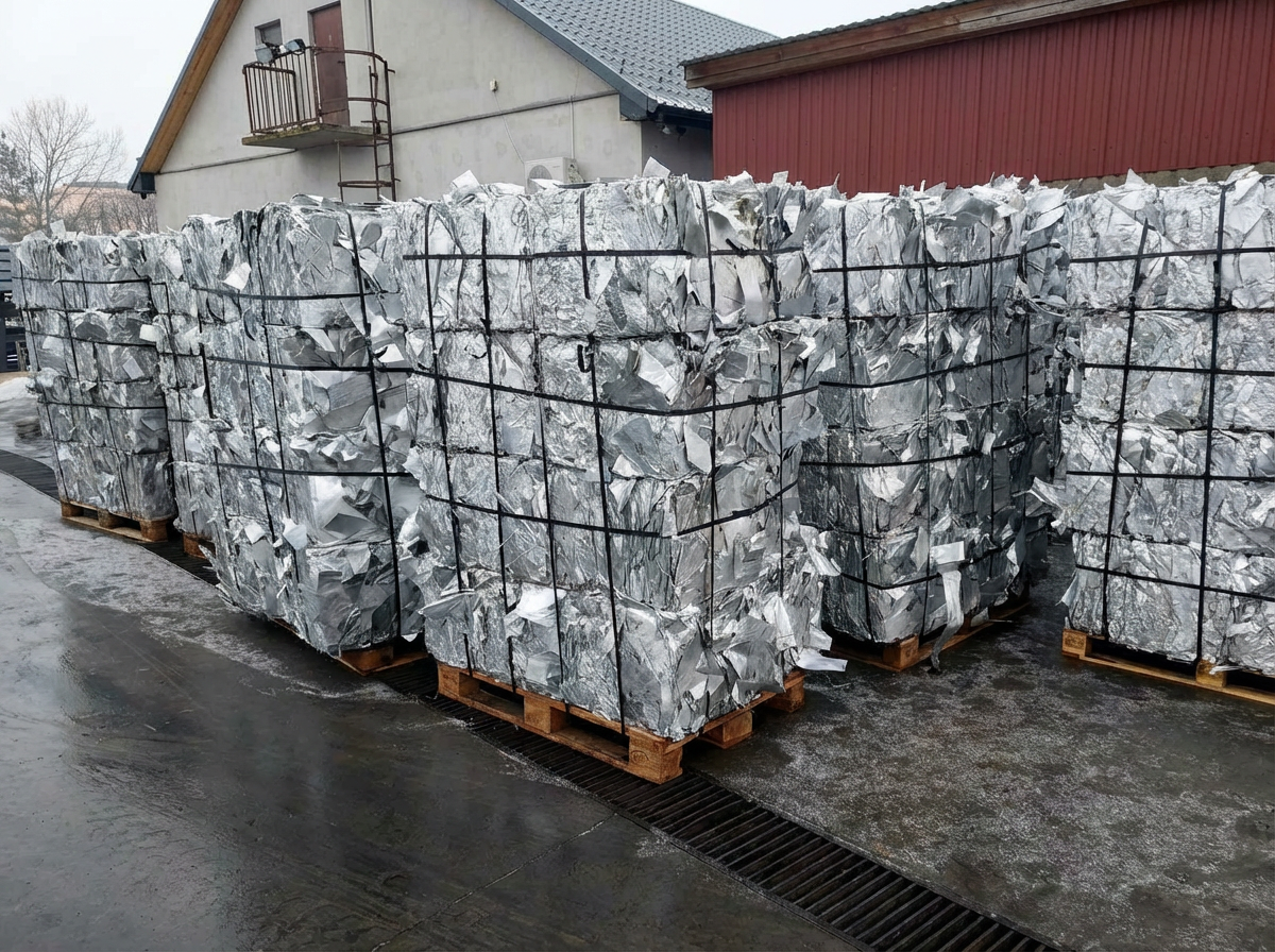 Focused aluminum materials staged for recovery and trade