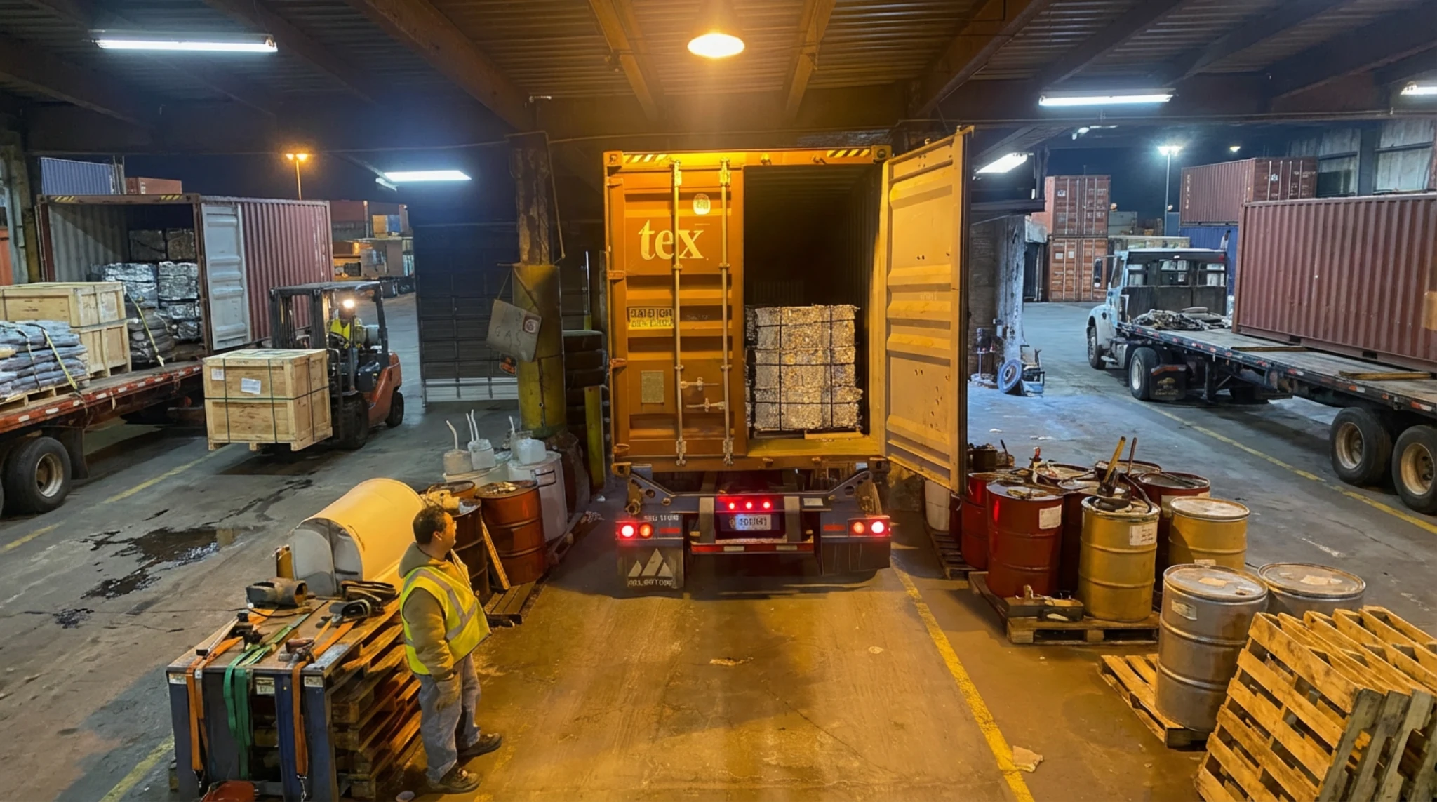 Industrial aluminum being loaded for export